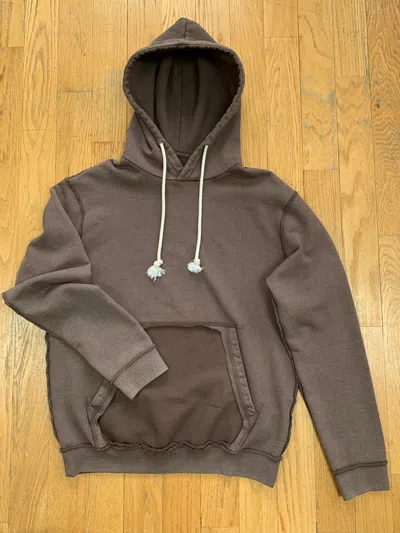 Pre-owned Maison Margiela Deconstructed Cut Out Pocket Hoodie In Brown