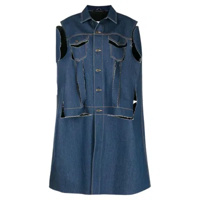 Pre-owned Maison Margiela Décortiqué Denim Cape Coat In Purple