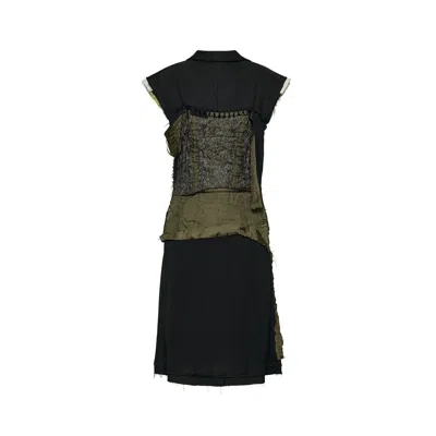 Maison Margiela Décortiqué Layer Dress Woman Grey And Off White In Black