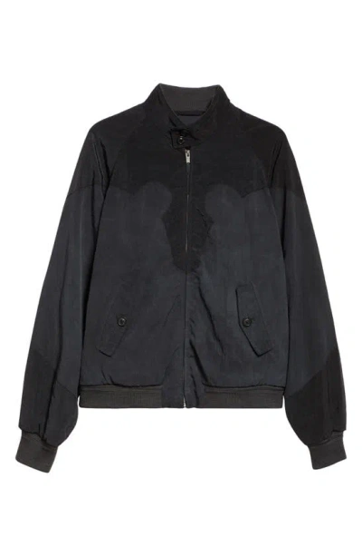 Maison Margiela Navy Stand Collar Bomber Jacket In Black
