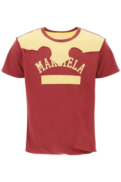 Maison Margiela Red And Yellow Cotton Decortique' T-shirt