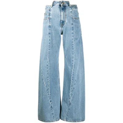 Maison Margiela High Waist Wide Leg Five Pocket Jeans In Blue