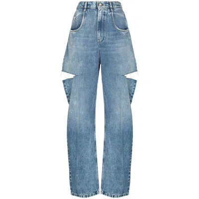 Maison Margiela Jeans Con Dettaglio Cut Out In Blue