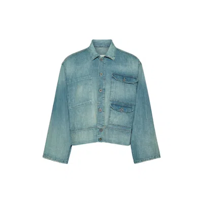 Maison Margiela Denim Caban Jacket Man Light Blue