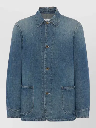 Maison Margiela Denim Cotton Jacket Distressed Detailing Pockets In Multi