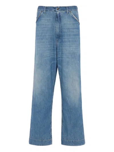 Maison Margiela Denim Wide Leg Jeans Panelled Belt Loops In Blue