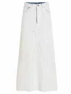 Maison Margiela Coated Denim Long Skirt In White