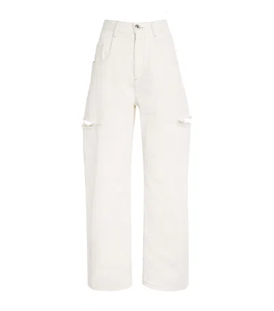 Maison Margiela Denim Jeans With Slash Details Woman White