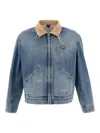 Maison Margiela Frayed Hem Denim Jacket With Contrasting Collar In Blue