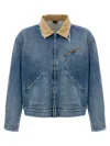 Maison Margiela Frayed Hem Denim Jacket With Contrasting Collar