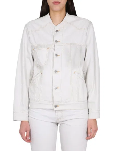 Maison Margiela Asymmetrical Ice Denim Jacket In White