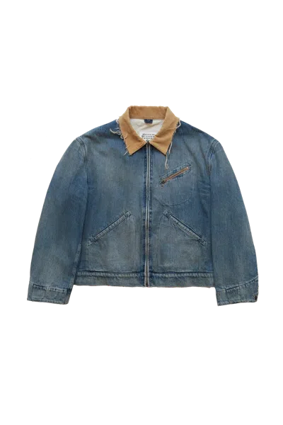 Maison Margiela Denim Jacket With Contrast Collar Blue