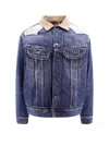 Maison Margiela Destroyed Effect Denim Jacket With Corduroy Collar In Blue