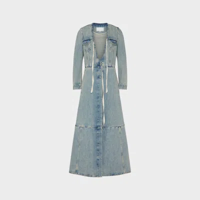 Maison Margiela Denim Maxi Coat Woman Light Blue