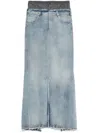 Maison Margiela Light Blue Long Skirt With Front Slit And Five Pocket Design In Denim Woman In Blue