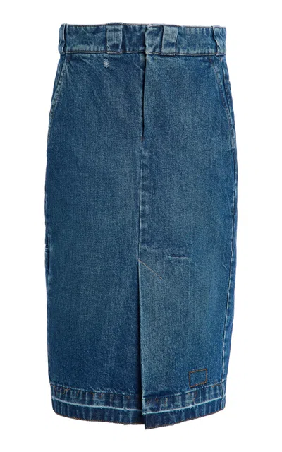 Maison Margiela Denim Midi Skirt In Blue