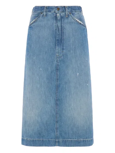 Maison Margiela Denim Midi Skirt In Blue
