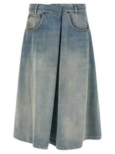 Maison Margiela Denim Midi Skirt In Blue
