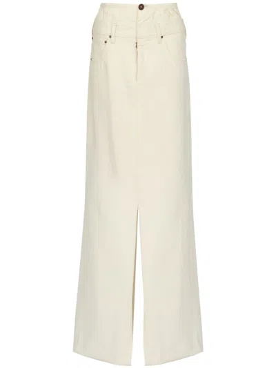 Maison Margiela Beige 'anonymity Of The Lining' Denim Maxi Skirt In White