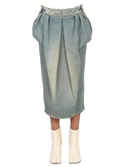 Pre-owned Maison Margiela Denim Ruffled Skirt In Blue