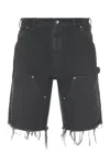 Maison Margiela Stud Denim Shorts Man Grey In Multi