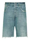 Maison Margiela Denim Cut-off Shorts Man Light Blue In Blue