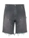 Maison Margiela Stud Denim Shorts Man Grey In Black