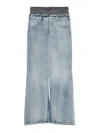 Maison Margiela Light Blue Long Skirt With Front Slit And Five Pocket Design In Denim Woman In Azul