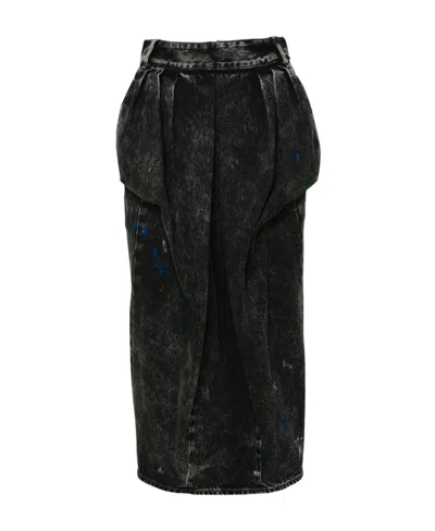 Maison Margiela Denim Pencil Skirt In Black