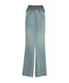 Maison Margiela Light Blue Long Skirt With Front Slit And Five Pocket Design In Denim Woman In Gray