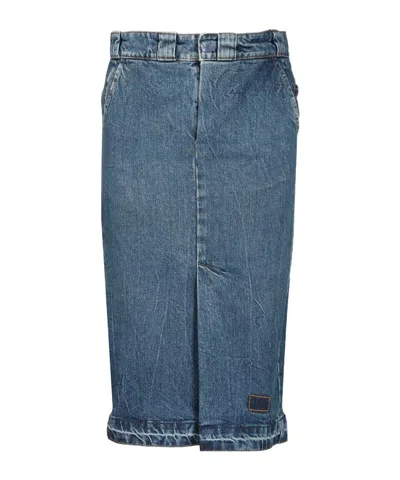 Maison Margiela Denim Skirt With Belt Loops In Blue