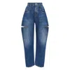 Maison Margiela High-waisted Blue Denim Jeans With Cut-out Details In Blue