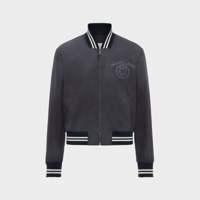 Maison Margiela Denim Varsity Caban Jacket Man Black In Blue