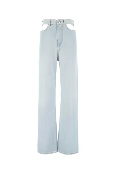 Maison Margiela Cut-out Wide Leg Jeans In Blue