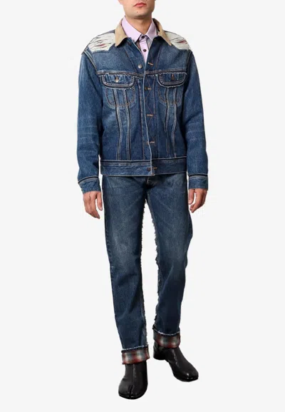 Maison Margiela Destroyed-effect Denim Jacket In Blue