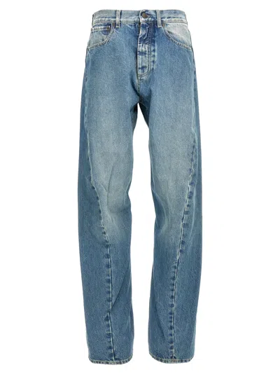 Maison Margiela Diagonal Stitching Jeans In Blue