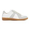Maison Margiela Women Replica Low-top Leather Sneakers With Suede Inserts In White