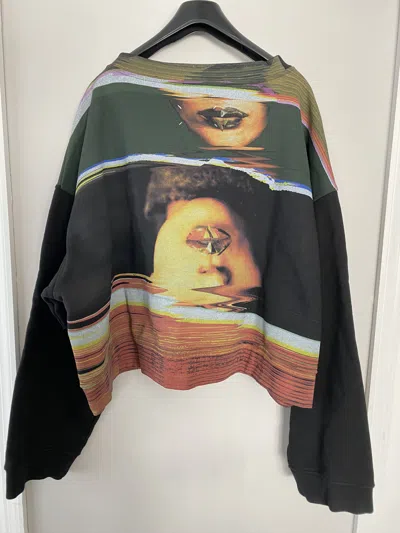 Pre-owned Maison Margiela Distorted Face Print Sweatshirt In Black
