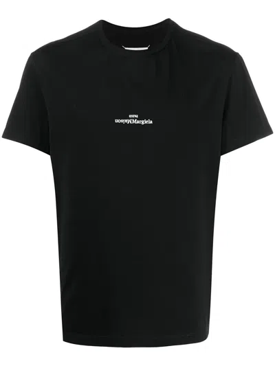 Maison Margiela Distorted Logo Jersey T-shirt In Black