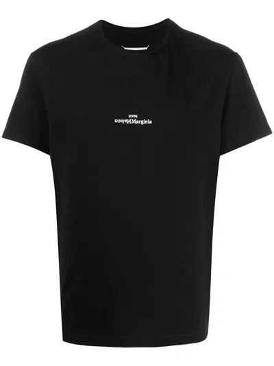 Maison Margiela Distorted Logo Tee In Black