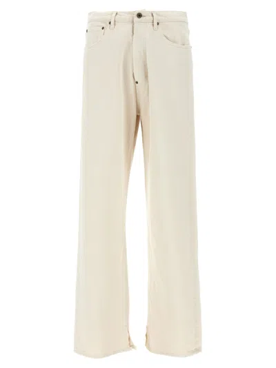 Maison Margiela Distressed Cotton Denim Jeans In Neutral