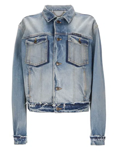 Maison Margiela Distressed Denim Jacket In Multi