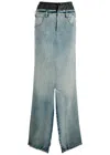 Maison Margiela Distressed Denim Maxi Skirt In Denim