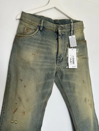 Pre-owned Maison Margiela Distressed Denim Pant Dirty Wash Jeans In Blue