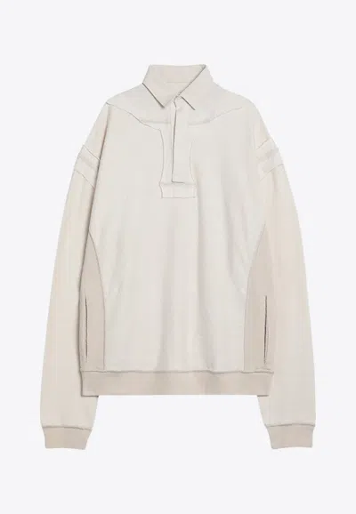 MAISON MARGIELA DISTRESSED-EFFECT POLO SWEATSHIRT
