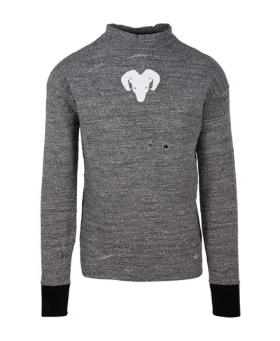 Maison Margiela Distressed High-neck Jumper In Gray