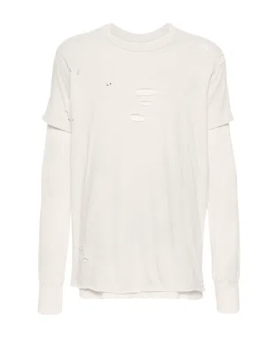 Maison Margiela Distressed Layered Longsleeved T-shirt In White