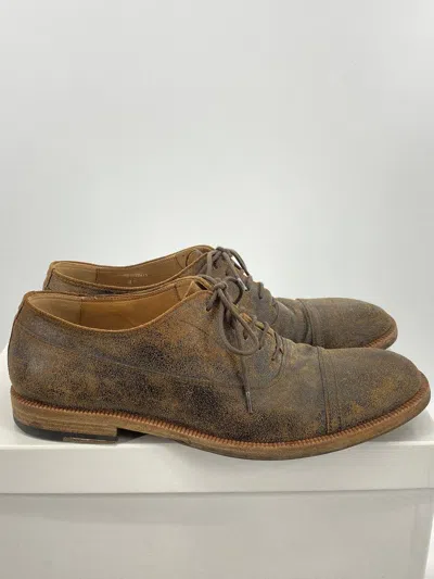Pre-owned Maison Margiela Distressed Leather Oxford Derby Shoes In Brown