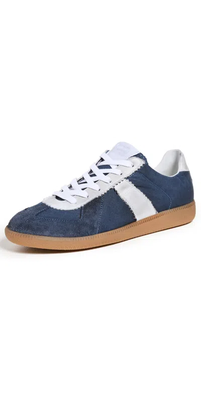 Maison Margiela Distressed Mixed Materials Replica Sneakers Dark Indigo/white