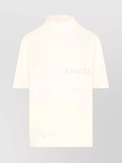 MAISON MARGIELA DISTRESSED SCRIPTED LOGO TURTLENECK T-SHIRT